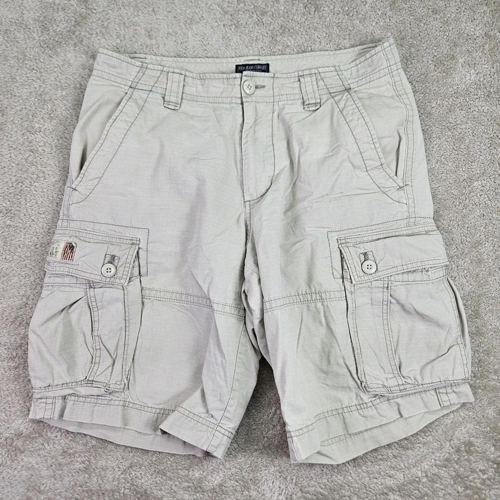Polo Jeans Company Cargo Shorts Mens 32 Ralph Lauren Tan 90s Military Style Y2K